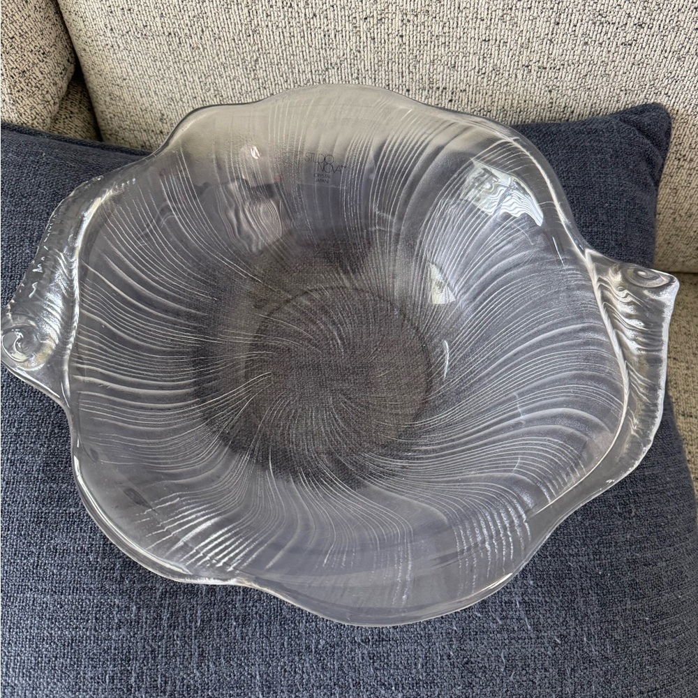 VTG STUDIO NOVA 13" NAUTICAL SEA SHELL COASTAL GLASS CRYSTAL SERVING BOWL